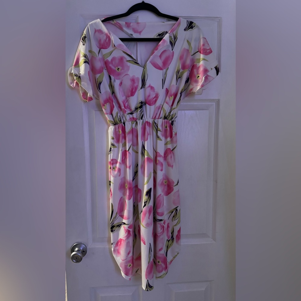 Floral Pink and White Dress